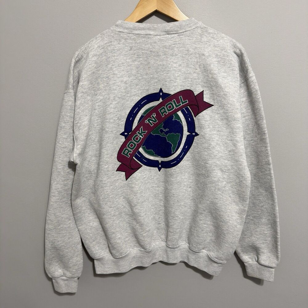 Vintage 90s Hard Rock Cafe Sweatshirt Mens L Gray Rock N Roll Niagara Falls